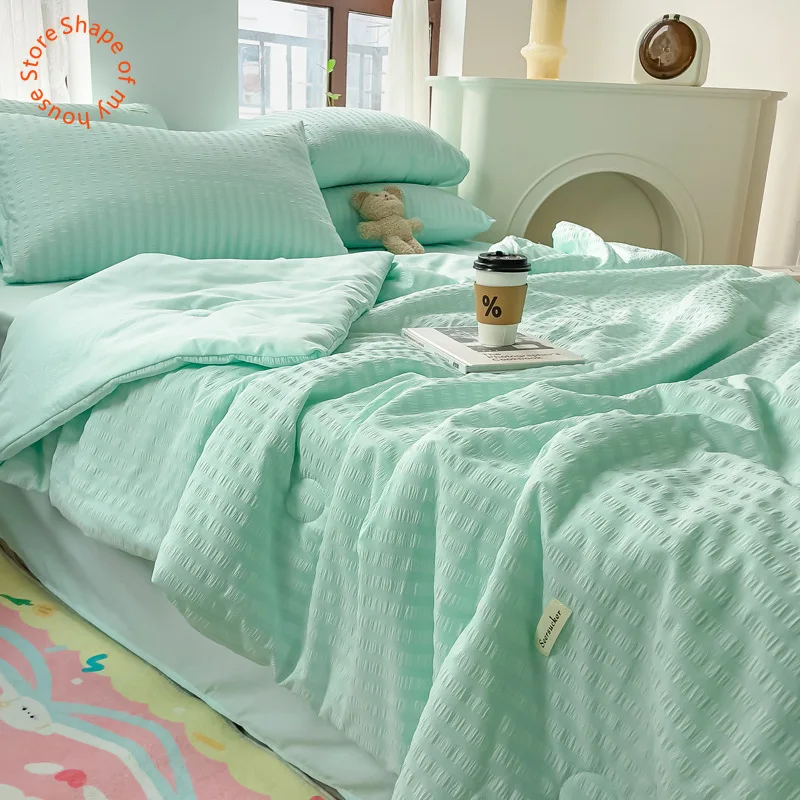 Seersucker Summer Cool Quilt Solid Color Comfortable Naked Sleep Thin Blanket Ice Silk Bedding Queen Quilt Size Blanket Summer
Seersucker Summer Cool Quilt Solid Color Comfortable Naked Sleep Thin Blanket Ice Silk Bedding Queen Quilt Size Blanket Summer