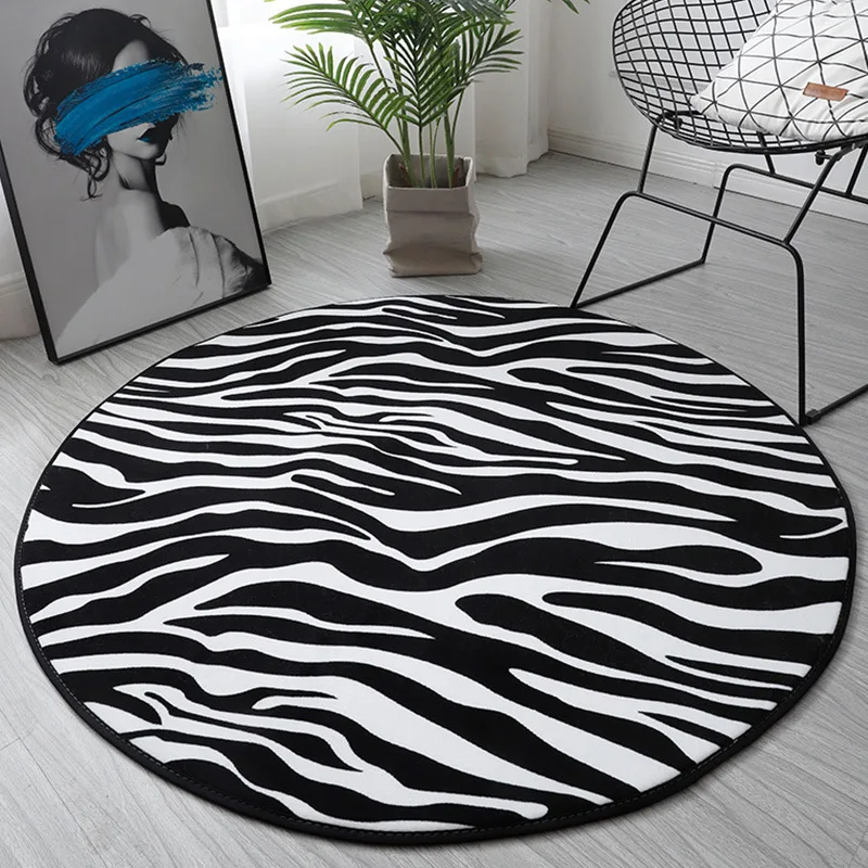 Black White Print Zebra Carpet Rug Boho Striped Living Room Area Rug Round Chair Mats Anti-slip Doormat Kids Bedroom Floormat
Black White Print Zebra Carpet Rug Boho Striped Living Room Area Rug Round Chair Mats Anti-slip Doormat Kids Bedroom Floormat