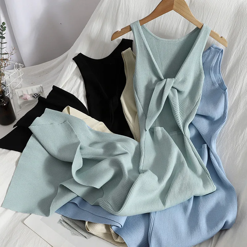 Summer Women Split Long Knitted Dress V Neck Kink Hollow Out Tank Dresses Ladies Solid Sleeveless Slim Bodycon Dress Vestidos
Summer Women Split Long Knitted Dress V Neck Kink Hollow Out Tank Dresses Ladies Solid Sleeveless Slim Bodycon Dress Vestidos