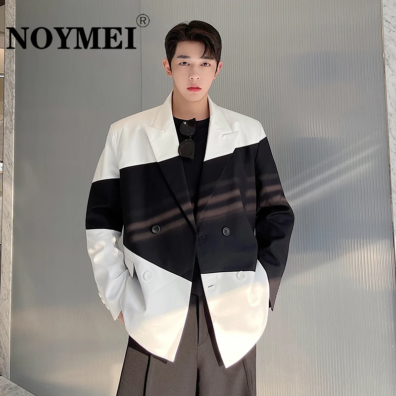 

Мужской костюм контрастных цветов NOYMEI, двубортный пиджак с лацканами в Корейском стиле, мужской блейзер в стиле пэчворк, WA1411