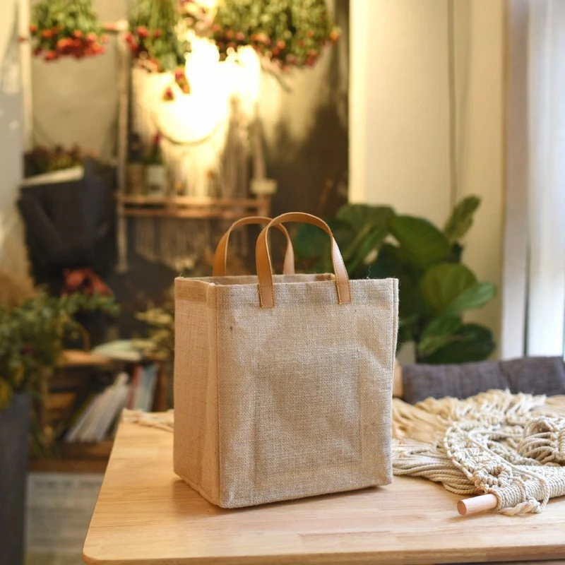 Foldable Jute Shopping Bag Square Storage Handbag Environmental Protection Bag Waterproof Picnic Home Storage Baskets 
Foldable Jute Shopping Bag Square Storage Handbag Environmental Protection Bag Waterproof Picnic Home Storage Baskets