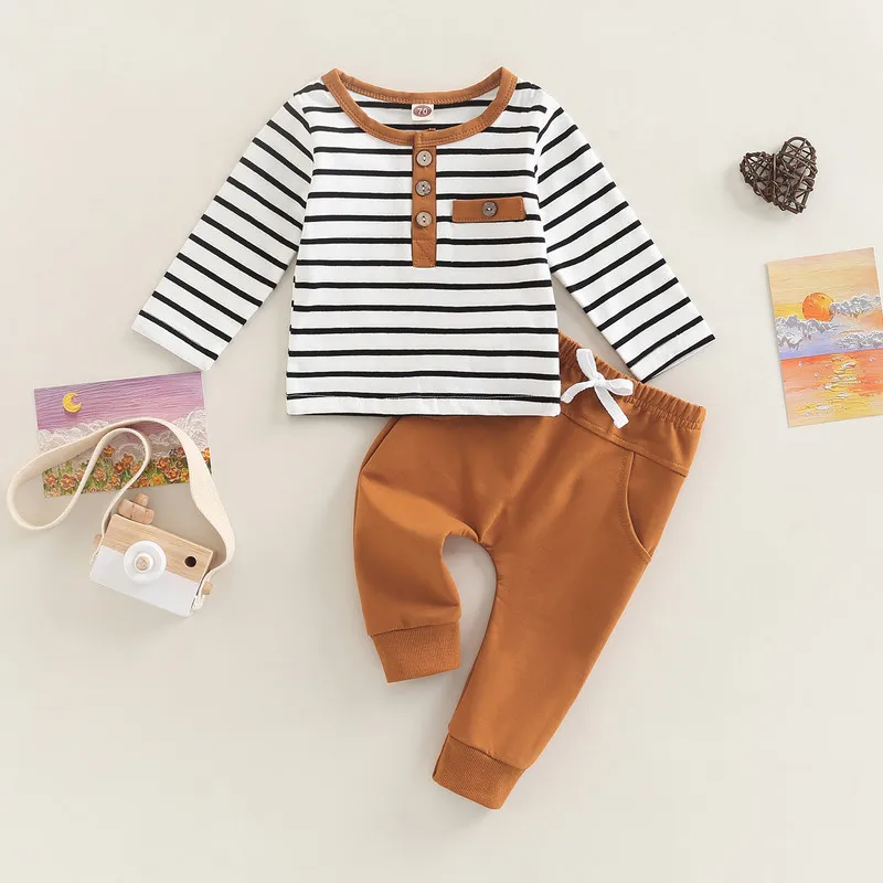 Newborn Baby Boy Pant Sets Autumn Clothes 2 Pieces Outfits Stripe Long Sleeve Buttons T-Shirts Tops and Solid Color Pants
Newborn Baby Boy Pant Sets Autumn Clothes 2 Pieces Outfits Stripe Long Sleeve Buttons T-Shirts Tops and Solid Color Pants