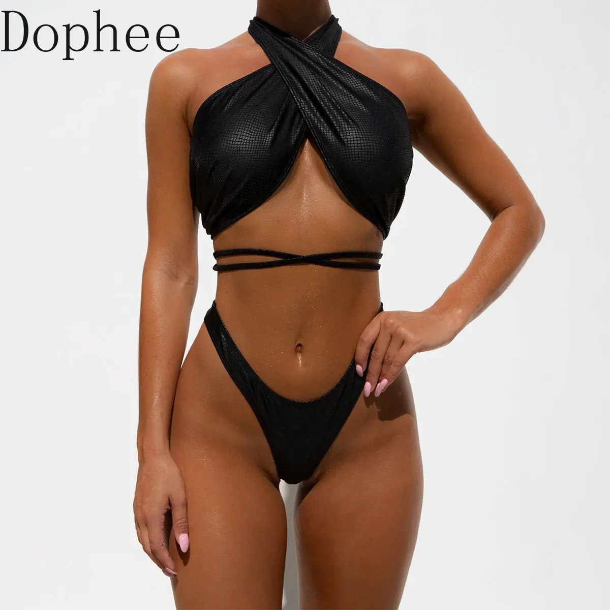 Dophee, новые модные женские бикини, однотонный кожаный купальник из двух частей для женщин, сексуальный купальник на шнуровке с открытой спин...
Dophee, новые модные женские бикини, однотонный кожаный купальник из двух частей для женщин, сексуальный купальник на шнуровке с открытой спин...