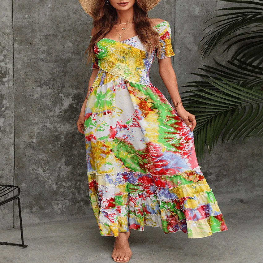 2022 Spring One-shoulder Off-the-shoulder Long Skirt With A Waist To Show A Slim Temperament Swing Dress
2022 Spring One-shoulder Off-the-shoulder Long Skirt With A Waist To Show A Slim Temperament Swing Dress