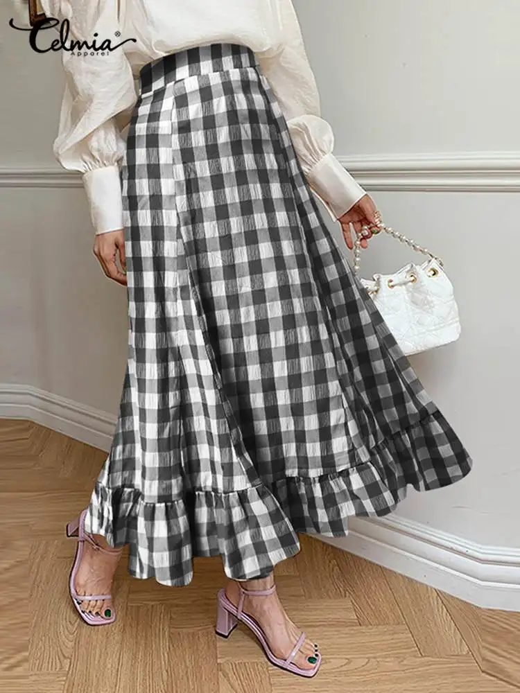 Fashion Flare Patchwork Jupes Celmia Plaid Long Skirts Women Summer 2022 Vintage High Waist Faldas Longue All-match Maxi Skirt
Fashion Flare Patchwork Jupes Celmia Plaid Long Skirts Women Summer 2022 Vintage High Waist Faldas Longue All-match Maxi Skirt