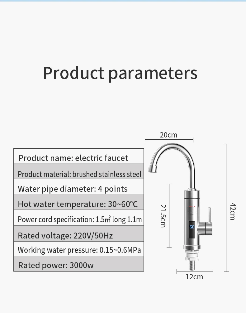 Kitchen Faucet Household Stainless Steel Electric Hot Water Sink Mixer Tap Instant Three-second Faucet Dual-use Bathroom
Kitchen Faucet Household Stainless Steel Electric Hot Water Sink Mixer Tap Instant Three-second Faucet Dual-use Bathroom