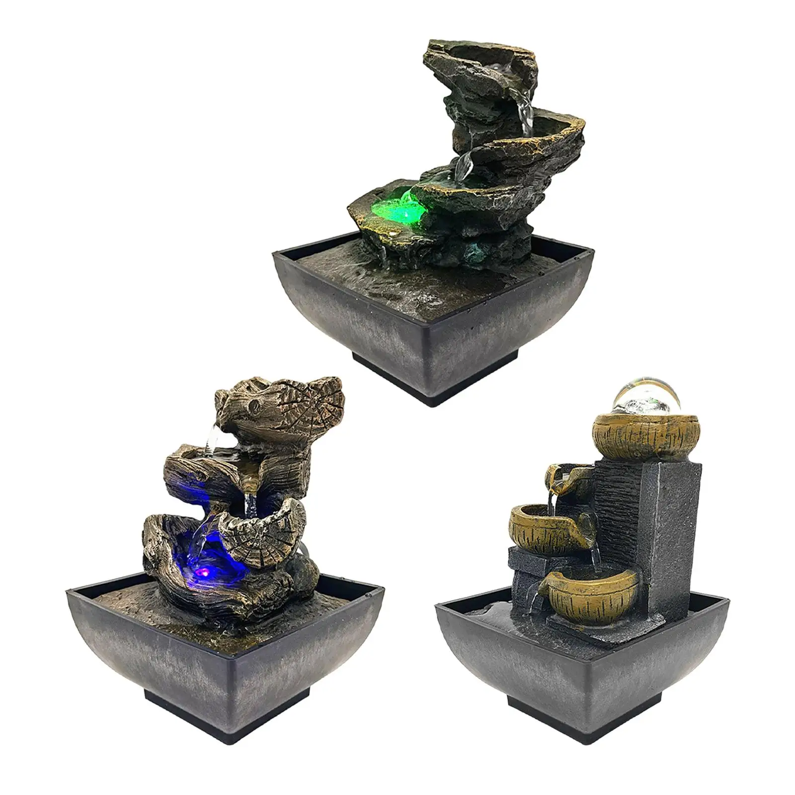 

4 Tier Tabletop Water Fountain with Pump Ornament Flowing Water Relaxation Waterfall Fountain for Garden Desk Feng Shui Decor