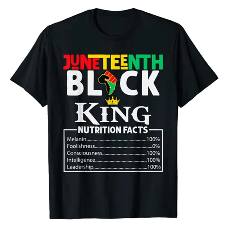 Nutritional Facts Juneteenth 1865 Black King T-Shirt Men's Fashion African American Melanin Black-Proud Graphic Tee Top Gifts
Nutritional Facts Juneteenth 1865 Black King T-Shirt Men's Fashion African American Melanin Black-Proud Graphic Tee Top Gifts