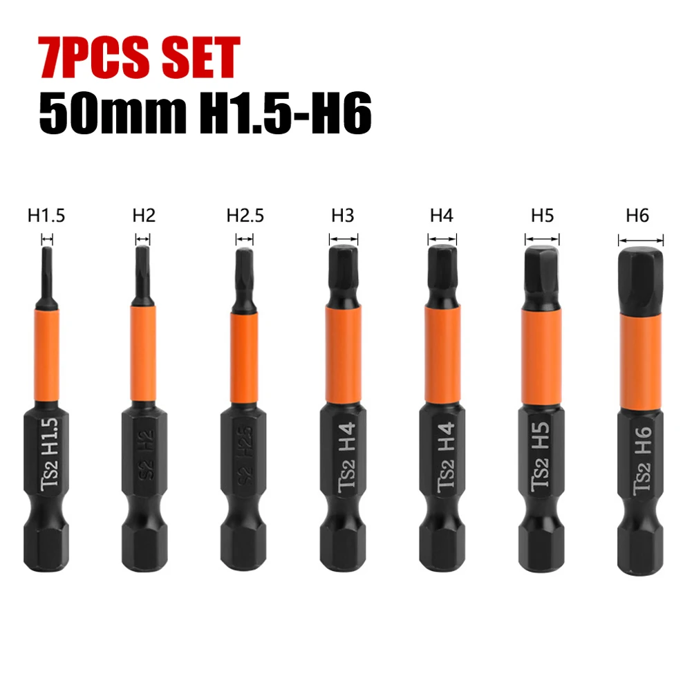 7pcs Alloy Steel Hexagon Screwdriver Bit Impact Driver Power Drill Length50mm H1.5 H4 H5 H6 For Manual Tools Wind Group
7pcs Alloy Steel Hexagon Screwdriver Bit Impact Driver Power Drill Length50mm H1.5 H4 H5 H6 For Manual Tools Wind Group