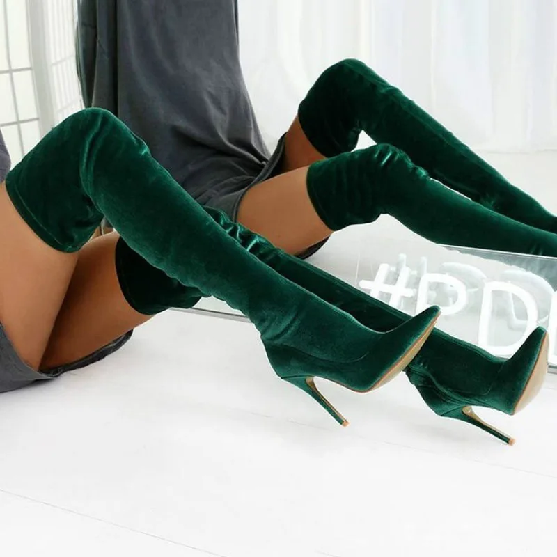 Women Pointed Toe Over The Knee Boots Women's Flock Thigh High Boots Winter Ladies Slim Super High Heels Female Shoes Size 34-43
Women Pointed Toe Over The Knee Boots Women's Flock Thigh High Boots Winter Ladies Slim Super High Heels Female Shoes Size 34-43