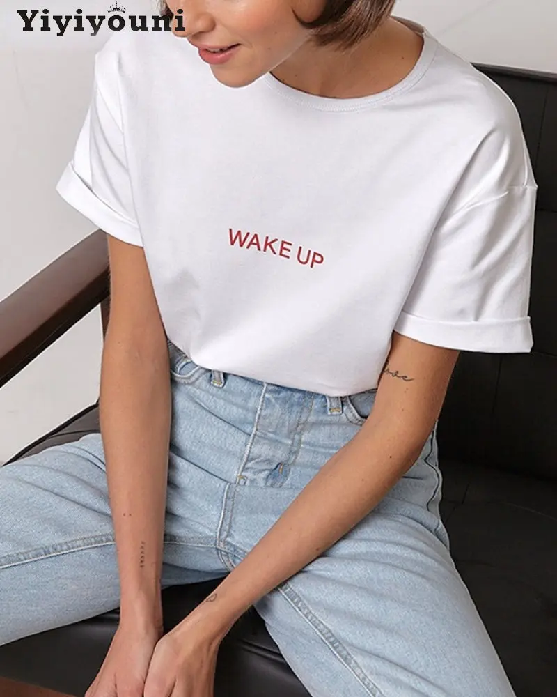 Yiyiyouni Summer Letter Print Knitted T-shirts Women Casual O-neck White Cotton Tee Shirts Female Funny Loose Tops 2023 Harajuku
Yiyiyouni Summer Letter Print Knitted T-shirts Women Casual O-neck White Cotton Tee Shirts Female Funny Loose Tops 2023 Harajuku