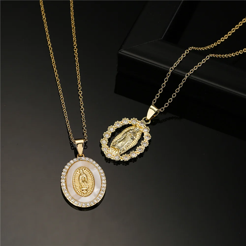 Hot Sale Virgin Mary Women Pendant Necklace Vintage Brass Zircon Gold Color Necklace Jewelry
Hot Sale Virgin Mary Women Pendant Necklace Vintage Brass Zircon Gold Color Necklace Jewelry
