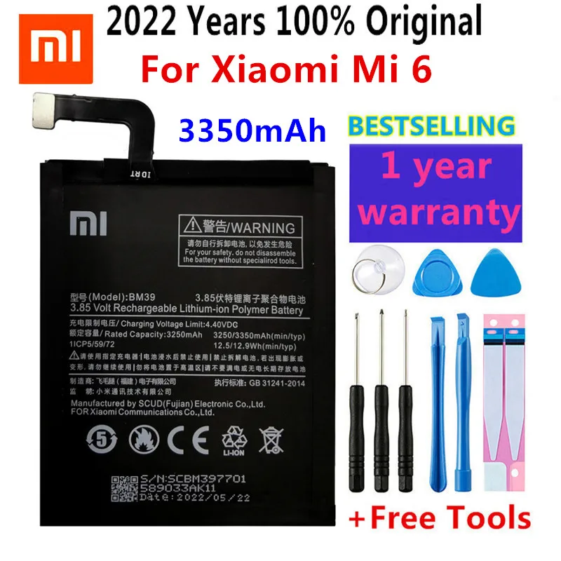 Xiao Mi Original Phone Battery BM39 For Xiaomi Mi 6 Mi6 3350mAh High Capacity Replacement Battery Free Tools Retail Package
Xiao Mi Original Phone Battery BM39 For Xiaomi Mi 6 Mi6 3350mAh High Capacity Replacement Battery Free Tools Retail Package