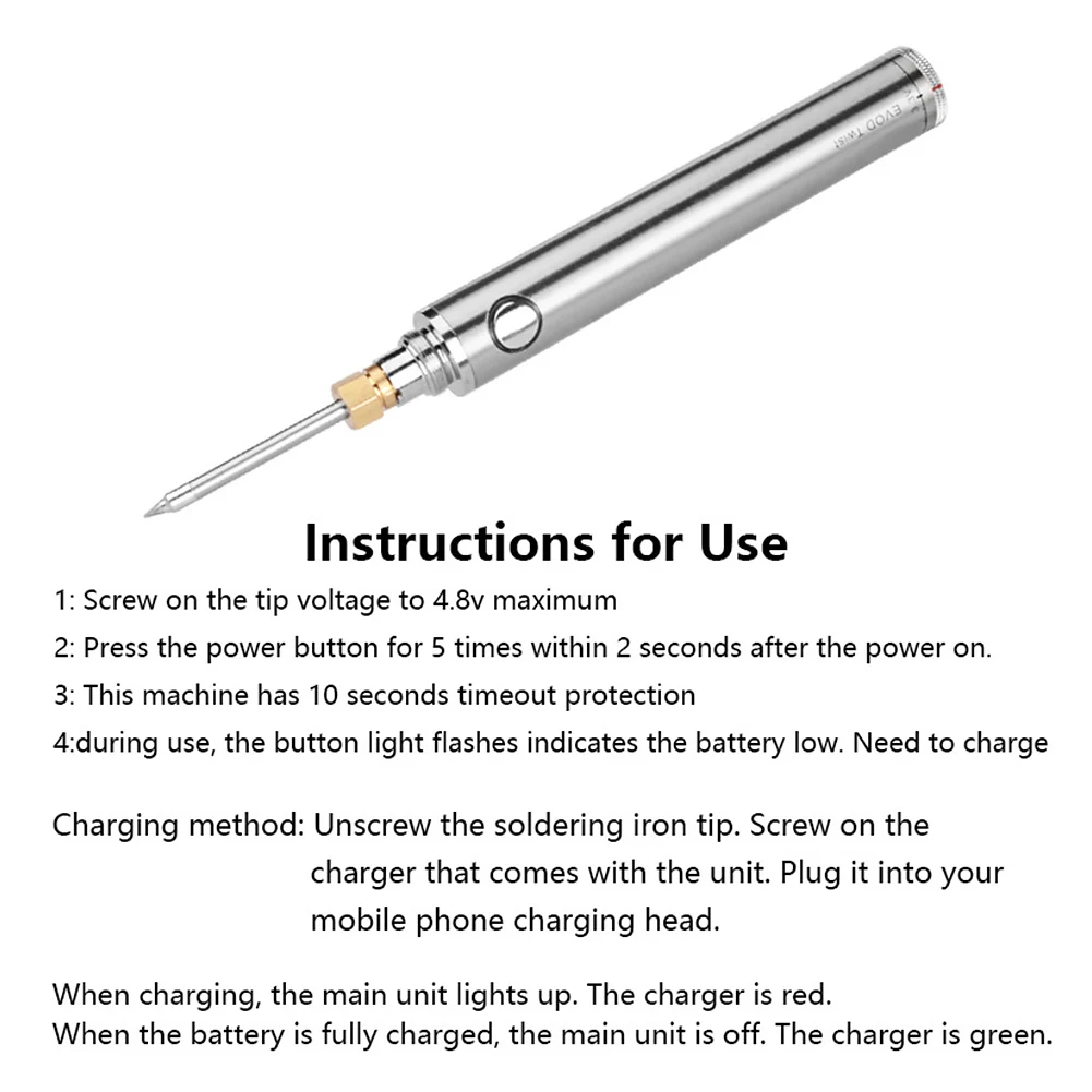 5V 8W Soldering Iron Heat Resistant Wireless Charging Durable Electric Repair Tool Adjustable Temperature Safe Mini USB Welding
5V 8W Soldering Iron Heat Resistant Wireless Charging Durable Electric Repair Tool Adjustable Temperature Safe Mini USB Welding