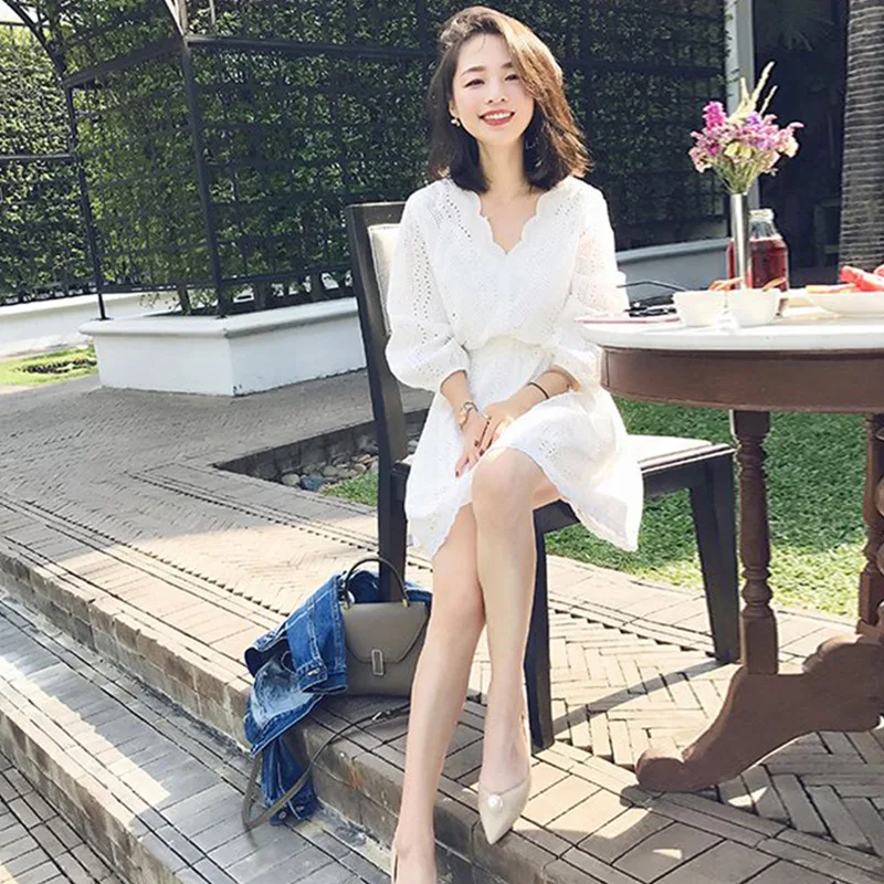 Women Summer Dress White Elegant Casual Elegant Hollow Out Full Sleeves Dresses Sweet High Waist Bodycon Beach Vacations Outfits
Women Summer Dress White Elegant Casual Elegant Hollow Out Full Sleeves Dresses Sweet High Waist Bodycon Beach Vacations Outfits