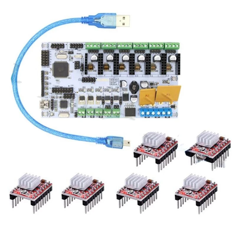 Optimized Version Control Board Motherboard MPU With 6PCS Red A4988 Stepper Motor Driver & Heatsink For 3D Printer
Optimized Version Control Board Motherboard MPU With 6PCS Red A4988 Stepper Motor Driver & Heatsink For 3D Printer