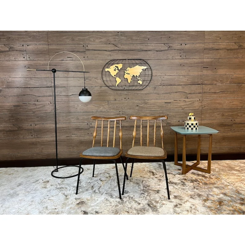 Metal Legs Gray Chairs - Mid-Century Modern Chair - Handmade Wooden Dining Chair - Chairs for Dining RoomSET OF 2
Metal Legs Gray Chairs - Mid-Century Modern Chair - Handmade Wooden Dining Chair - Chairs for Dining RoomSET OF 2