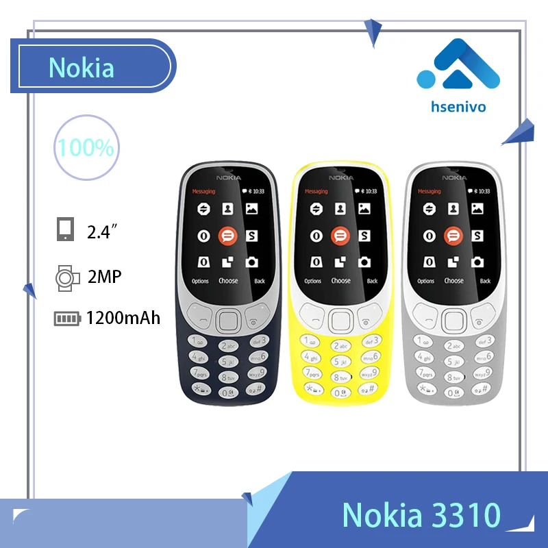 

Nokia 3310 2G (2017) Refurbished Original Mobile Phone Single Sim Card /Dual Sim Card 2.4" 2G GSM Original Unlocked Cellphone