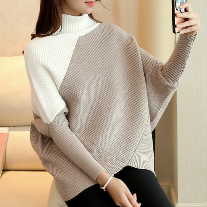 2021 AUTUMN/winter high collar student long sleeve pullover bat knit sweater coat
2021 AUTUMN/winter high collar student long sleeve pullover bat knit sweater coat