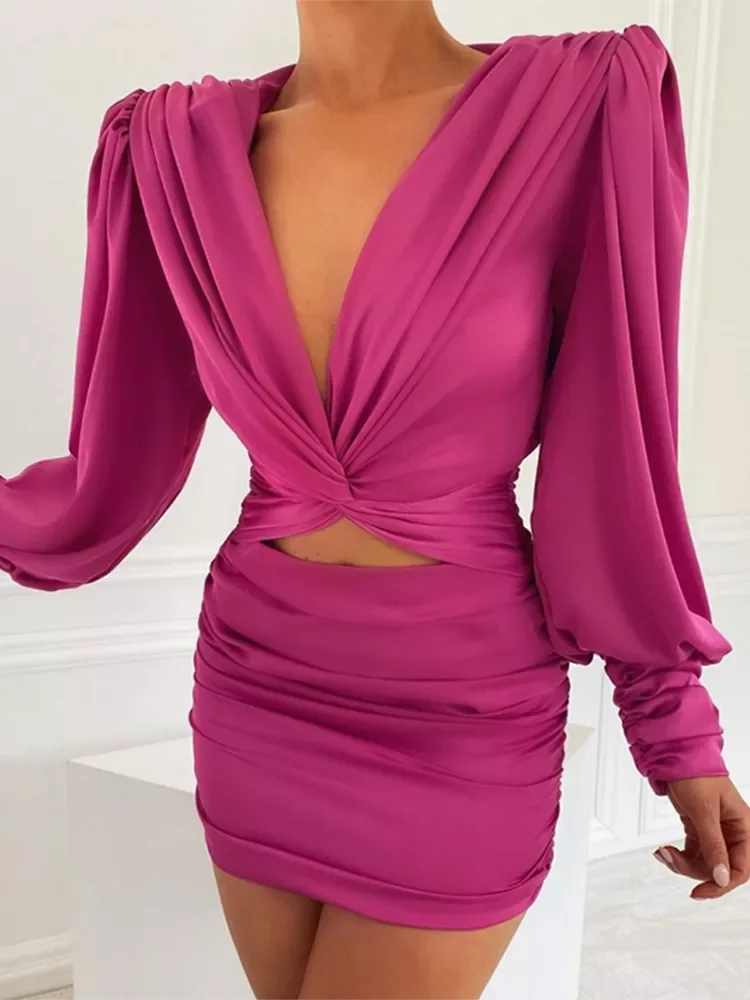 Glamaker Sexy deep v neck bodycon dress Party club hollow out mini dress Elegant winter autumn chic lantern sleeve satin dress
Glamaker Sexy deep v neck bodycon dress Party club hollow out mini dress Elegant winter autumn chic lantern sleeve satin dress