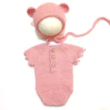 Newborn Photography Props Pants+Hats Set Handmade Knitted Mink Clothing