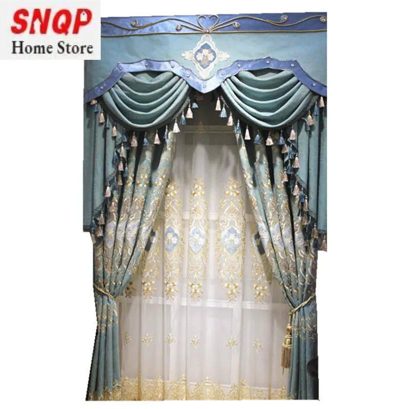 European-style curtains living room dining room bedroom chenille embroidered curtains custom high-end villa blue green
European-style curtains living room dining room bedroom chenille embroidered curtains custom high-end villa blue green