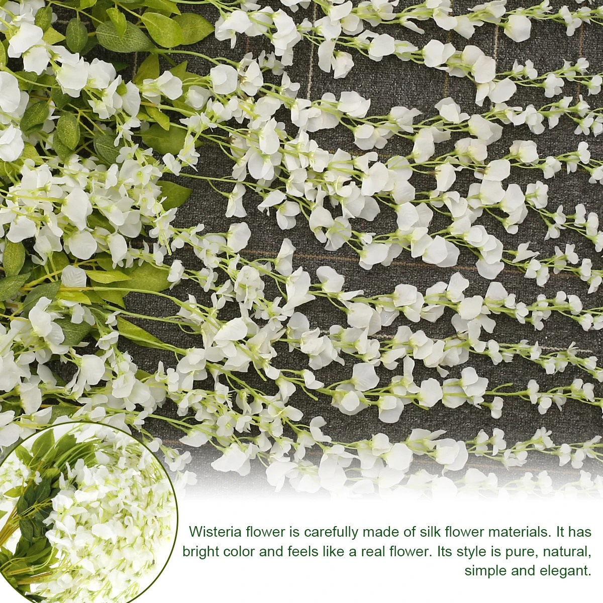 12Pcs 3.6FT Artificial Wisteria Rattan Fake Flower Vine Faux Plant Hanging Garland Silk Flowers String Wall Hanging Decor
12Pcs 3.6FT Artificial Wisteria Rattan Fake Flower Vine Faux Plant Hanging Garland Silk Flowers String Wall Hanging Decor