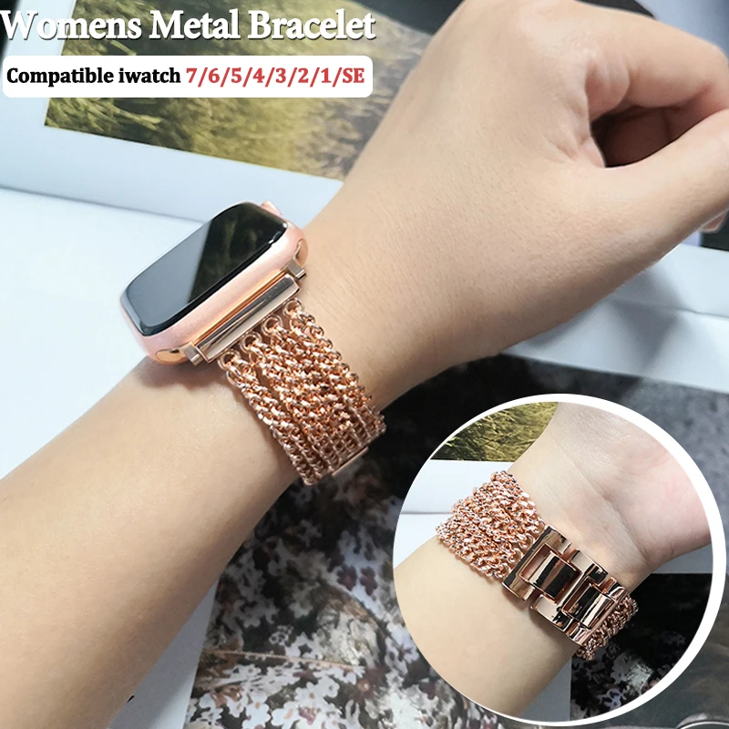 Metal Strap For Apple Watch Band Gold 38mm 40mm Luxury Womens For iWatch SE 7654 41 42mm 45mm Stainless Steel Ring Link Bracelet
Metal Strap For Apple Watch Band Gold 38mm 40mm Luxury Womens For iWatch SE 7654 41 42mm 45mm Stainless Steel Ring Link Bracelet
