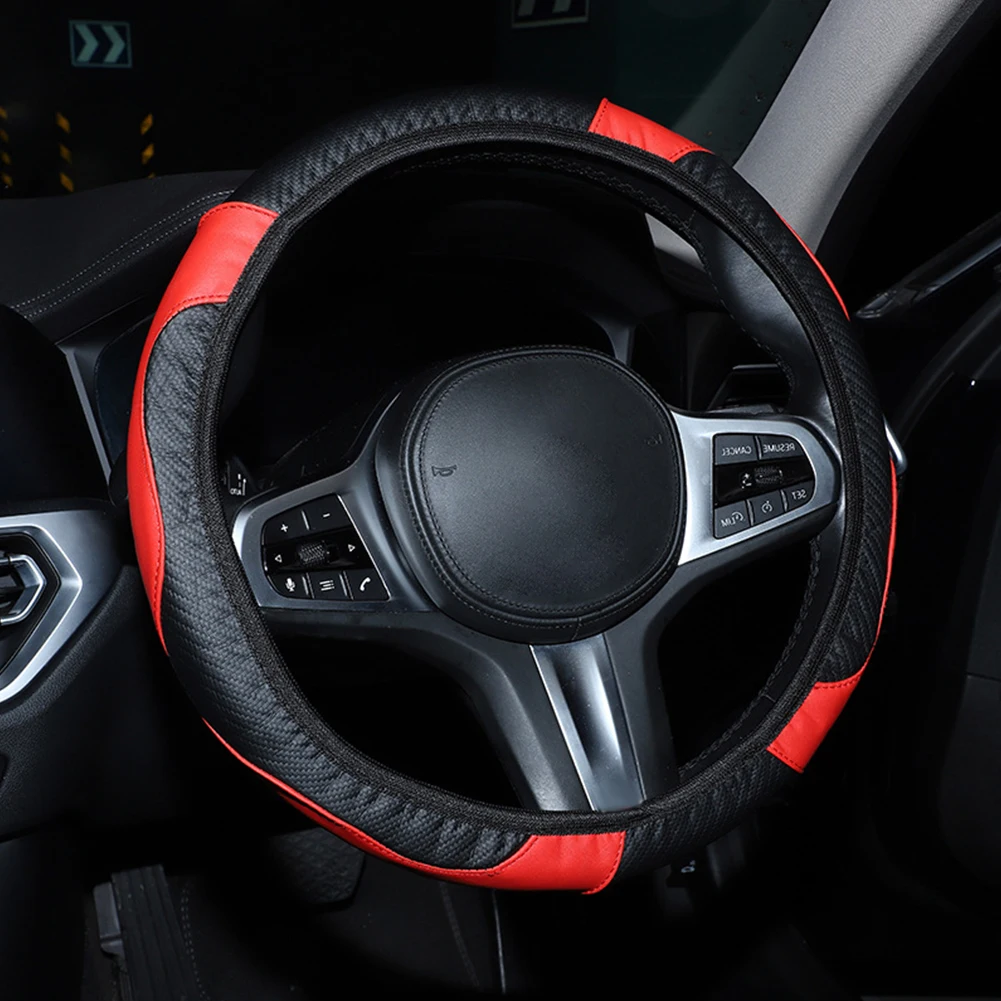 Universal Car Steering Wheel Cover Anti Slip PU Leather Steering Cover for 37-38cm Carbon Fiber Car Decoration Interior Styling
Universal Car Steering Wheel Cover Anti Slip PU Leather Steering Cover for 37-38cm Carbon Fiber Car Decoration Interior Styling