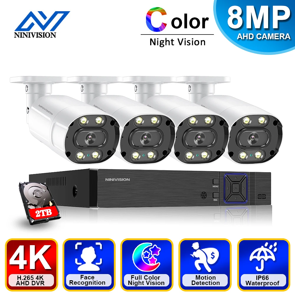 Face Recognition 4CH CCTV System Video Surveillance Kit for Home 4K-N AHD DVR 4PCS 8MP Color Night Outdoor Security Camera 4TB
Face Recognition 4CH CCTV System Video Surveillance Kit for Home 4K-N AHD DVR 4PCS 8MP Color Night Outdoor Security Camera 4TB