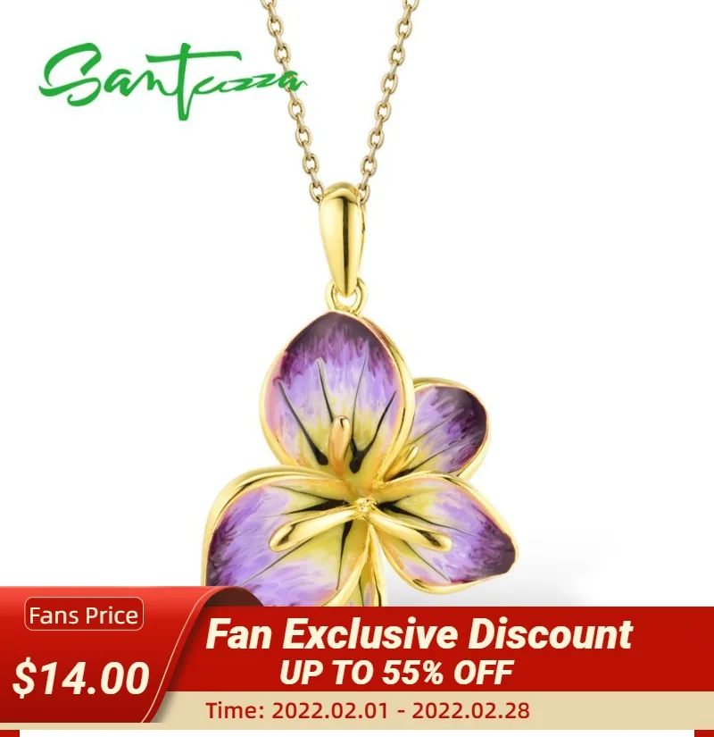 SANTUZZA Silver Pendant for Women Pure 925 Sterling Silver Gold Color Gorgeous Blooming Flower Pendant Jewelry HANDMADE Enamel
SANTUZZA Silver Pendant for Women Pure 925 Sterling Silver Gold Color Gorgeous Blooming Flower Pendant Jewelry HANDMADE Enamel