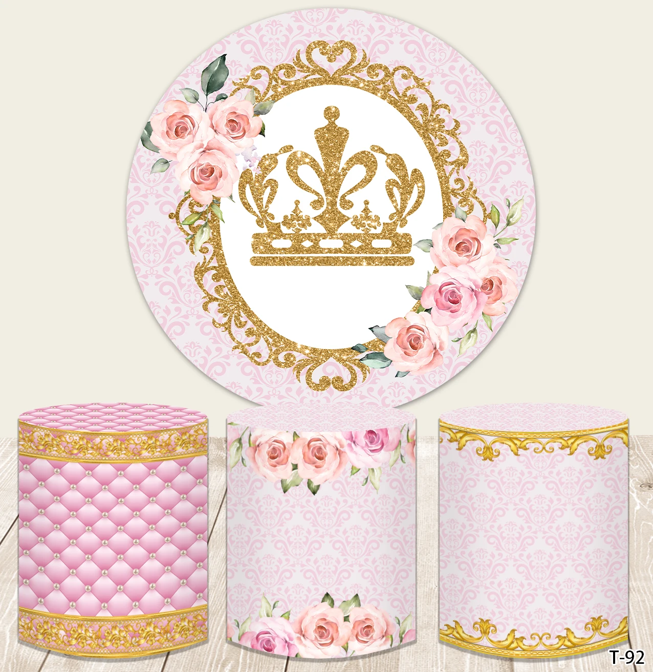 Pink Flowers Princess Round Backdrops Crown Girls Birthday Party Wedding Baby Shower Circle Background Elastic Round Table Cover
Pink Flowers Princess Round Backdrops Crown Girls Birthday Party Wedding Baby Shower Circle Background Elastic Round Table Cover