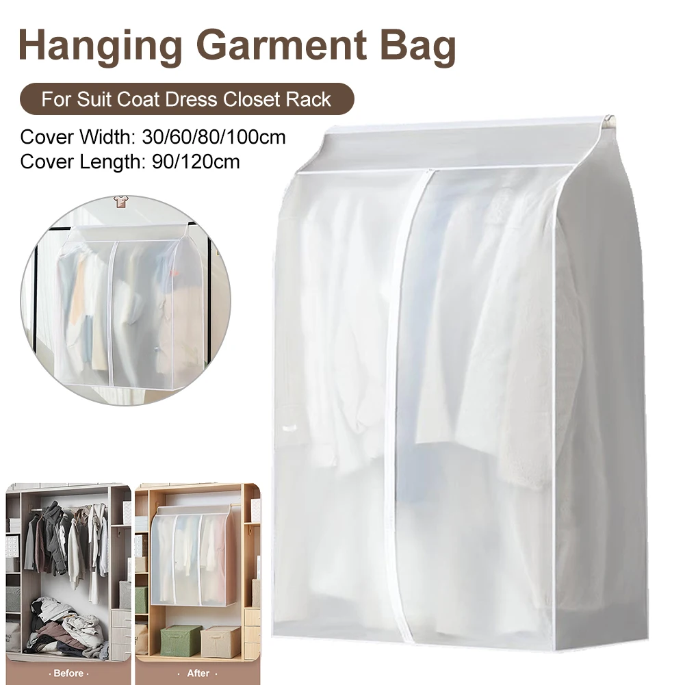 Hanging Garment Bag Dustproof Sealed Clothes Dust Cover with Hook and Loop Top Zipper Opening for Suit Coat Dress Closet Rack
Hanging Garment Bag Dustproof Sealed Clothes Dust Cover with Hook and Loop Top Zipper Opening for Suit Coat Dress Closet Rack