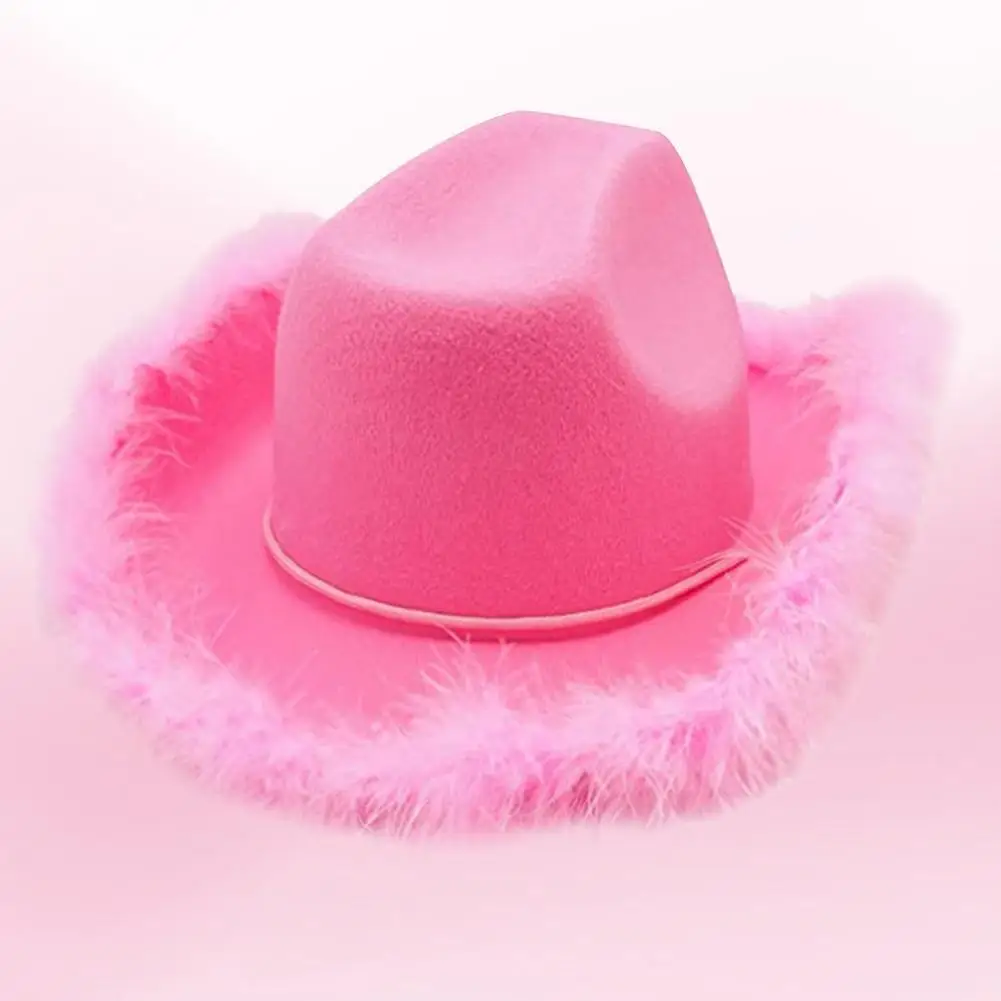 Ковбойская шляпа в западном стиле розовая модная кепка Cowgirl с украшением для