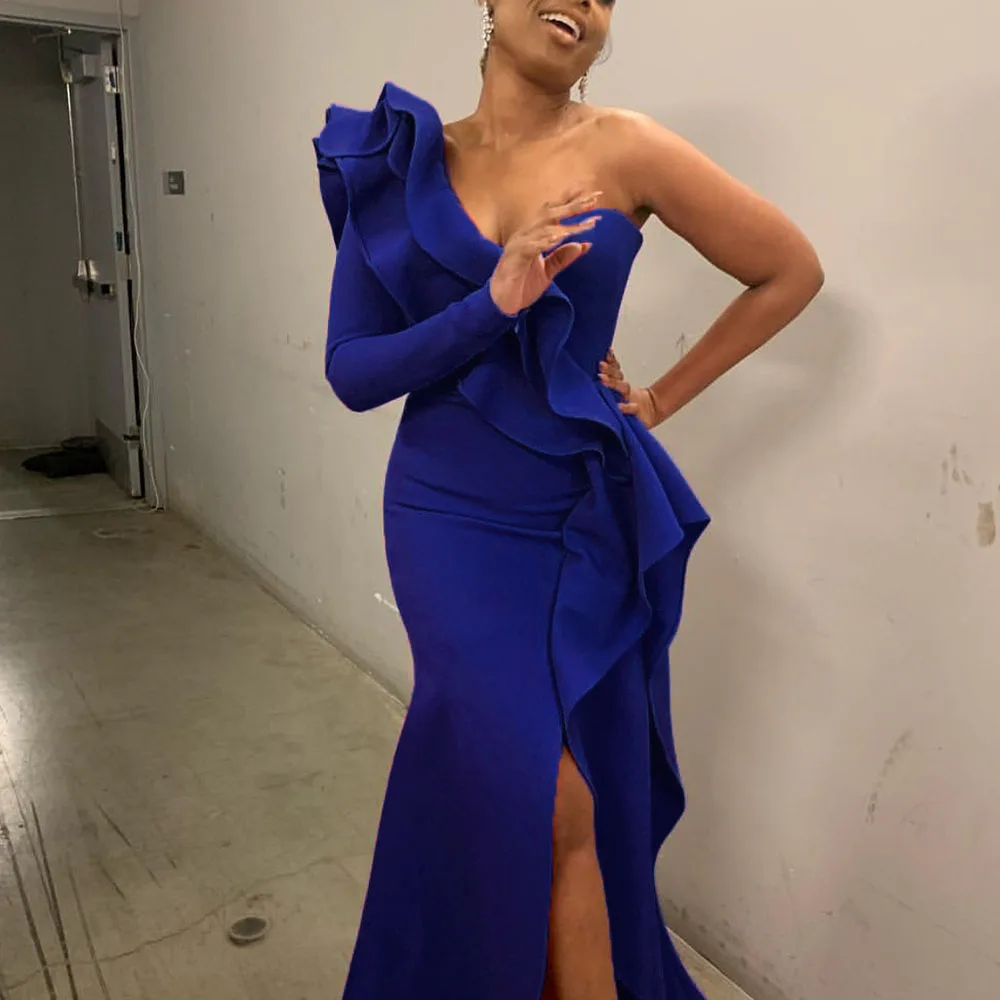 One Shoulder Party Prom Long Dress Luxury Elegant Evening Bodycon Split Female Sexy Ruffles Women Maxi Dress African Style Black
One Shoulder Party Prom Long Dress Luxury Elegant Evening Bodycon Split Female Sexy Ruffles Women Maxi Dress African Style Black