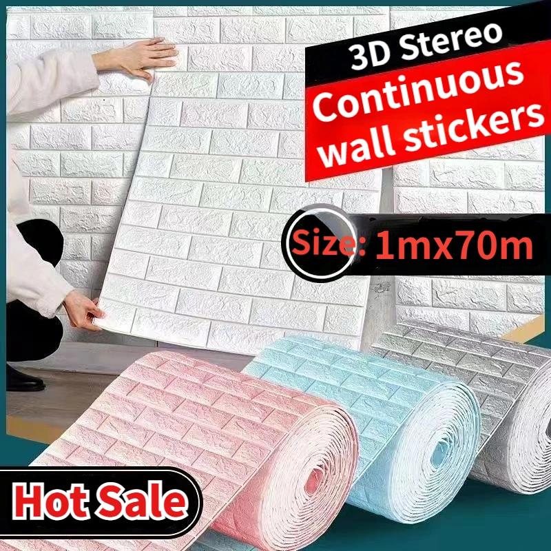 70cmx1m 3D Self-Adhesive Wallpaper Continuous Waterproof Brick Wall Stickers Living Room Bedroom Children's Room Home Decoration
70cmx1m 3D Self-Adhesive Wallpaper Continuous Waterproof Brick Wall Stickers Living Room Bedroom Children's Room Home Decoration