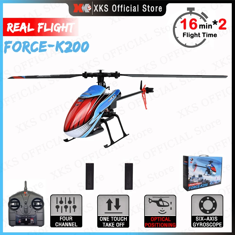 

Wltoys RC Helicopters XKS K200 6-Aixs Gyroscope 2.4G 4CH Fixed Height Single Blade Propellor Gyro VS K130 RC Toys Gift for Kids
