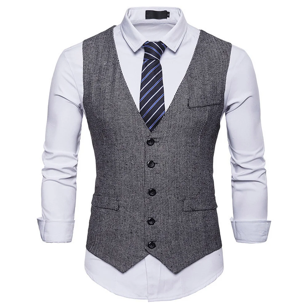 Men's Suit Vest Spring and Autumn New Herringbone Woolen Single-breasted Vest Men's Korean Version of The Slim Solid Color Vest
Men's Suit Vest Spring and Autumn New Herringbone Woolen Single-breasted Vest Men's Korean Version of The Slim Solid Color Vest