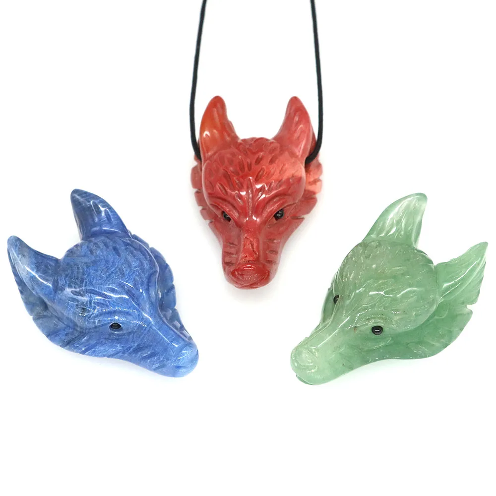 Wolf Head Pendant Natural Stone Healing Crystal Reiki Gemstones Hand Carved Animal Shape Necklace Fashion Charming Jewelry Gifts
Wolf Head Pendant Natural Stone Healing Crystal Reiki Gemstones Hand Carved Animal Shape Necklace Fashion Charming Jewelry Gifts
