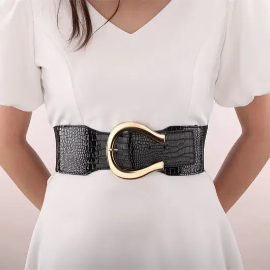 Jovivi женский винтажный эластичный пояс с крокодиловым узором Эластичный ретро из искусственной кожи модный широкий пояс для платья 
Jovivi женский винтажный эластичный пояс с крокодиловым узором Эластичный ретро из искусственной кожи модный широкий пояс для платья