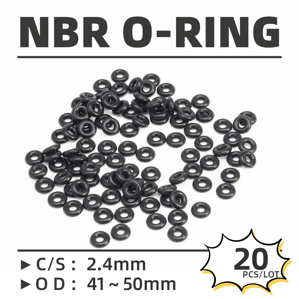 20PCS/Lot Rubber Black NBR CS 2.4mm OD 41/42/43/44/45/46/47/48/49/50 mm O Ring Gasket Oil Resistant Waterproof
20PCS/Lot Rubber Black NBR CS 2.4mm OD 41/42/43/44/45/46/47/48/49/50 mm O Ring Gasket Oil Resistant Waterproof