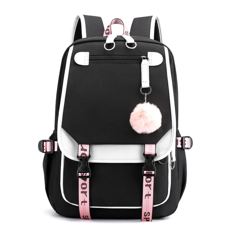 large school bags for fashion black pink teen school backpack teenage girls USB port canvas schoolbag student book bag mochila
large school bags for fashion black pink teen school backpack teenage girls USB port canvas schoolbag student book bag mochila