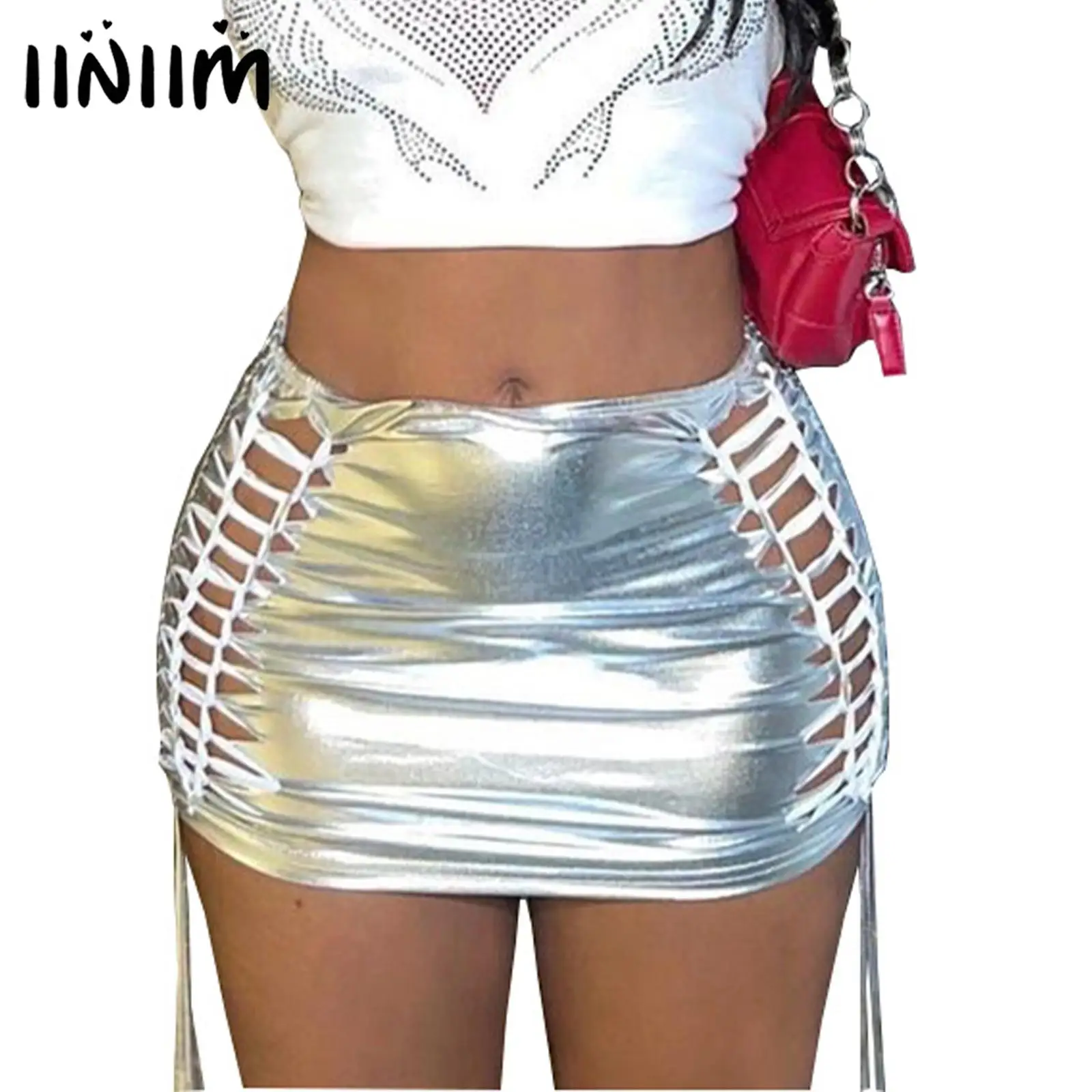 Sexy Womens Metallic Shiny Pencil Skirt Fashion Hollow Out Sides Drawstring Bodycon Mini Skirt Raves Cocktail Party Clubwear
Sexy Womens Metallic Shiny Pencil Skirt Fashion Hollow Out Sides Drawstring Bodycon Mini Skirt Raves Cocktail Party Clubwear