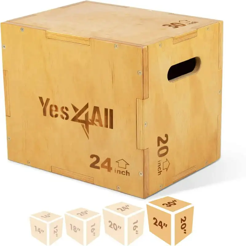 Wooden Plyo Box, for HIIT Workout, Three Different Height, 30" 24" 20", Natural Wood
Wooden Plyo Box, for HIIT Workout, Three Different Height, 30" 24" 20", Natural Wood