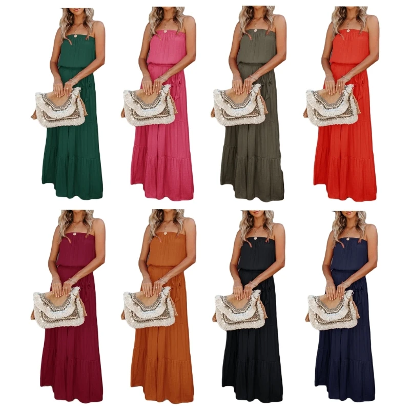 Womens Sexy Strapless Off Shoulder Pleated Maxi Long Tube Top Dress with Belt 10CD
Womens Sexy Strapless Off Shoulder Pleated Maxi Long Tube Top Dress with Belt 10CD