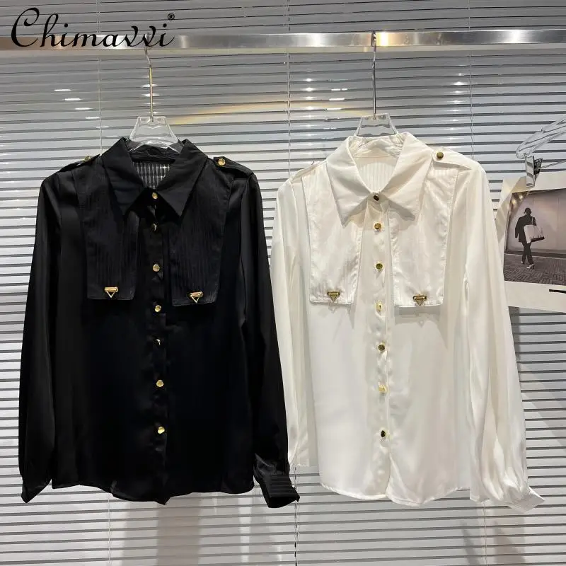 2022 Autumn New Fashion Triangle Metal Buckle Shoulder Strap Shirts Loose High-end Elegant Long Sleeve Blouse Women's Tops
2022 Autumn New Fashion Triangle Metal Buckle Shoulder Strap Shirts Loose High-end Elegant Long Sleeve Blouse Women's Tops