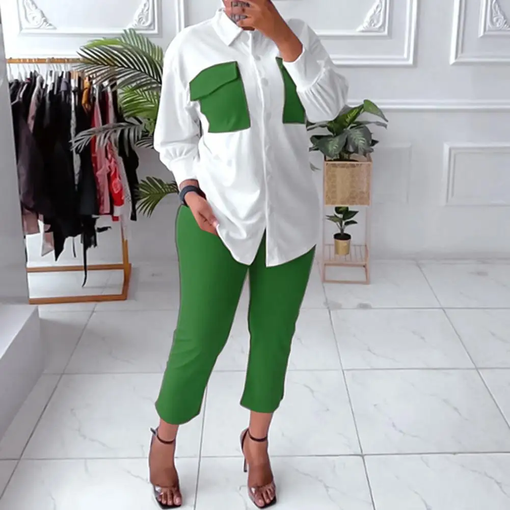 2 Pcs/Set Autumn Shirt Pants Set Chic Lapel Breathable Women Shirt Pants Set Plus Size Loose Women Shirt Pants Set
2 Pcs/Set Autumn Shirt Pants Set Chic Lapel Breathable Women Shirt Pants Set Plus Size Loose Women Shirt Pants Set