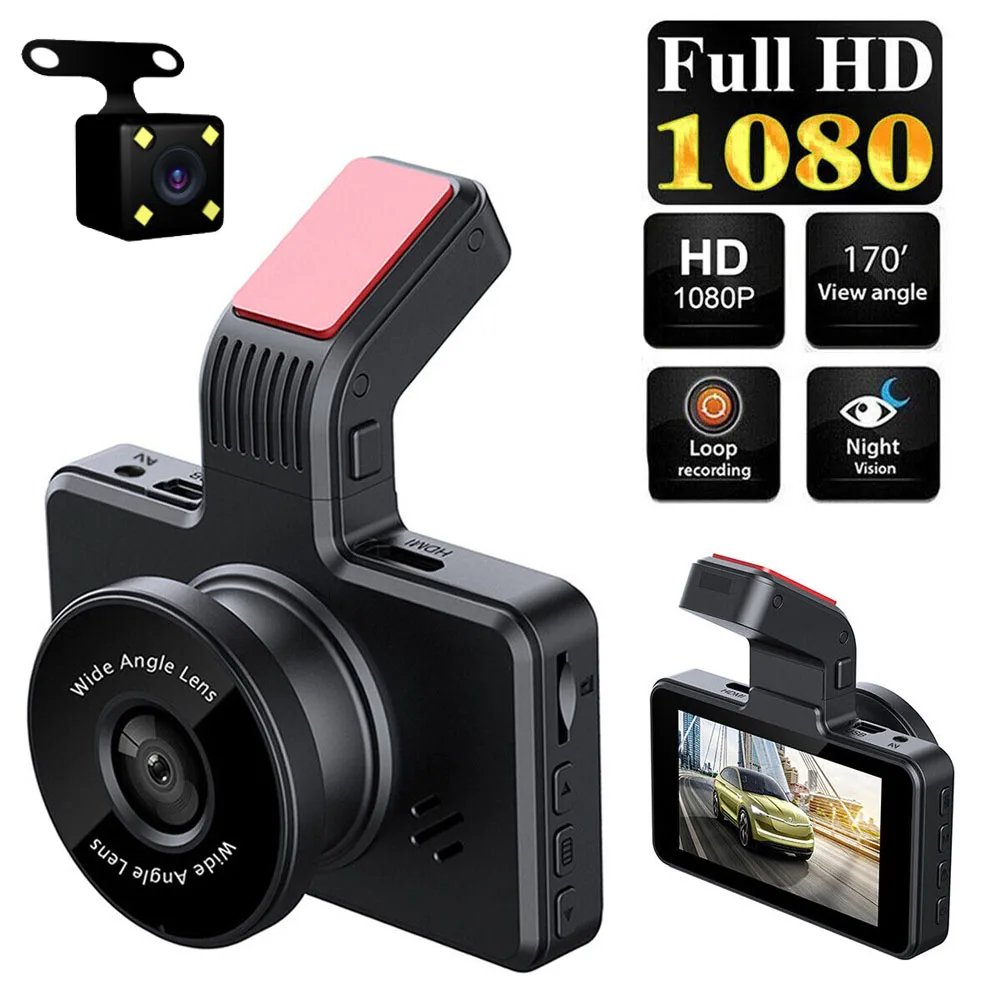 

3inch High-Definition Driving Recorder Dual-lens Front and Rear Dual Recording Reversing Image LCD Display Night Vision Dash Cam