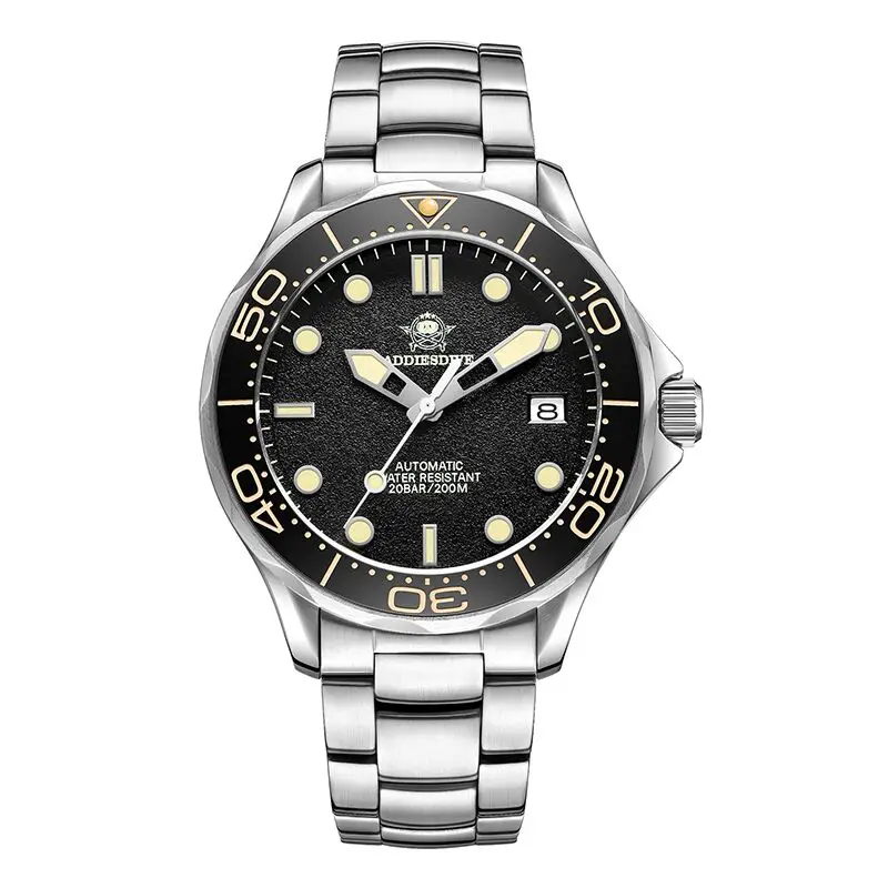 

ADDIES Men Diver Watch 42mm Luxury Automatic Mechanical Wristwatch 200M Waterproof C3 Luminous Sapphire NH35 Ceramic Bezel Date