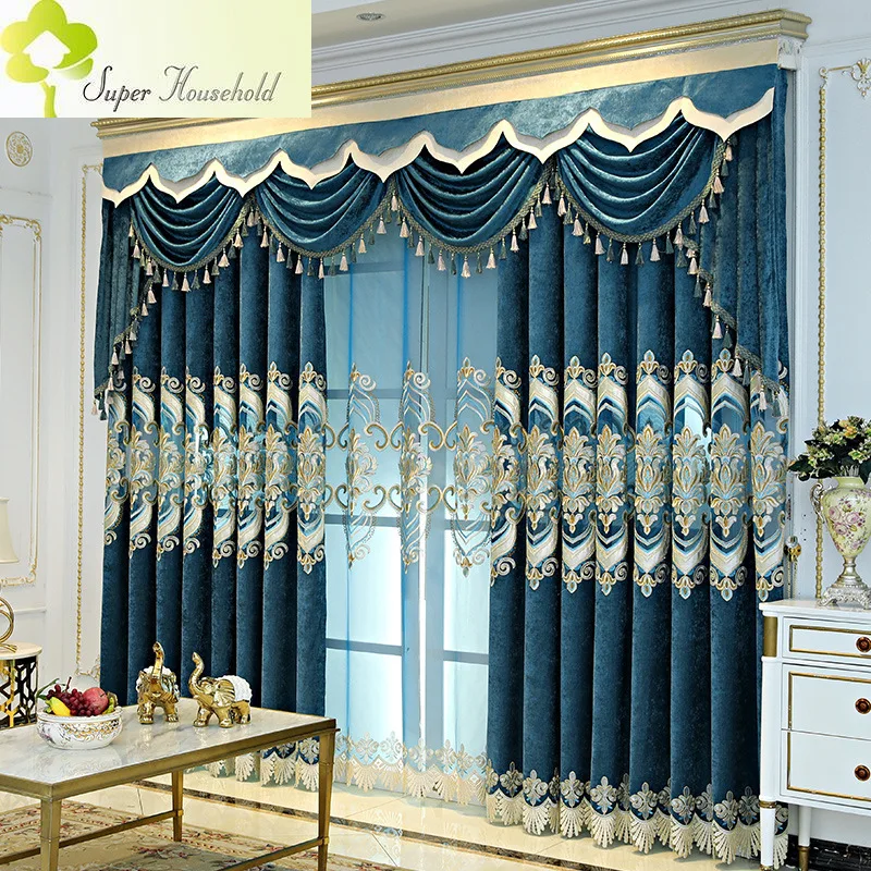 Luxury Blue Velvet Embroidered Curtains Window Screens for Living Room Bedroom Blackout Valance Decorate Customization
Luxury Blue Velvet Embroidered Curtains Window Screens for Living Room Bedroom Blackout Valance Decorate Customization
